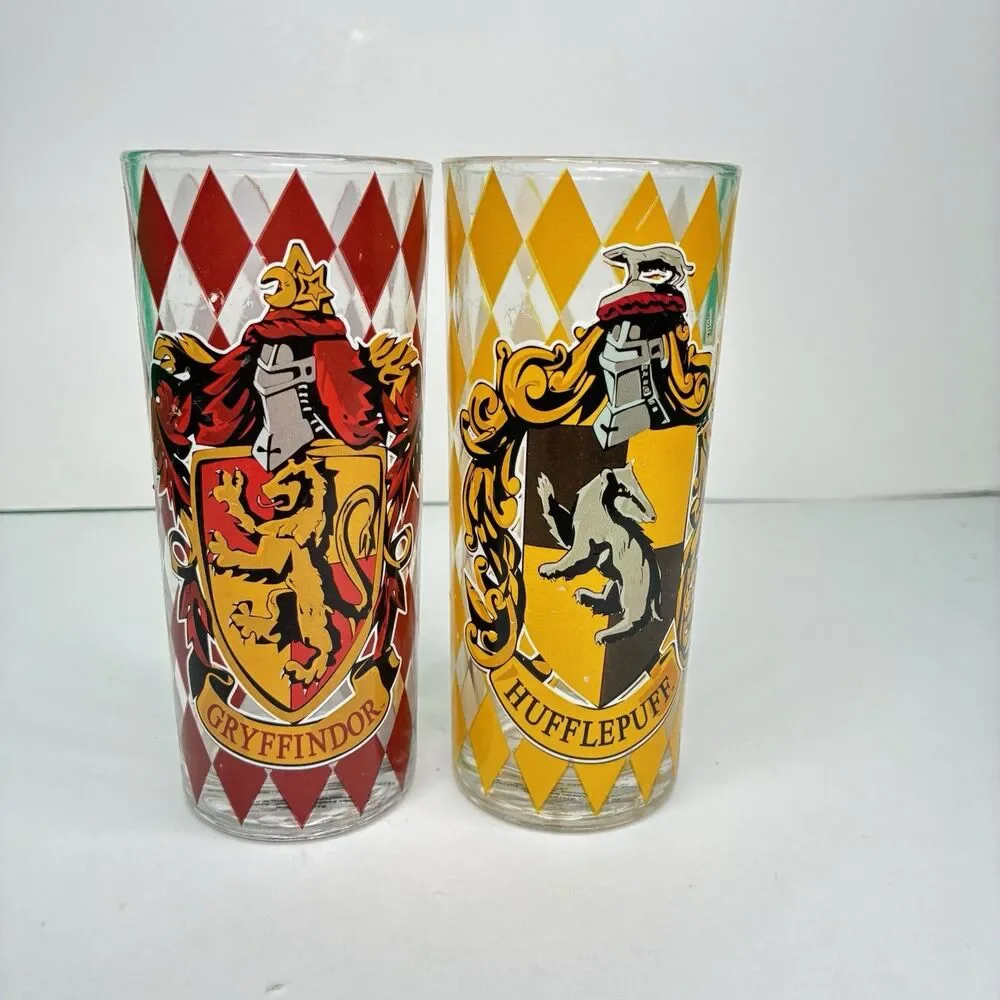 Harry Potter House Crests 2 Piece 10oz Glass Tumbler Set 20th Anniversary